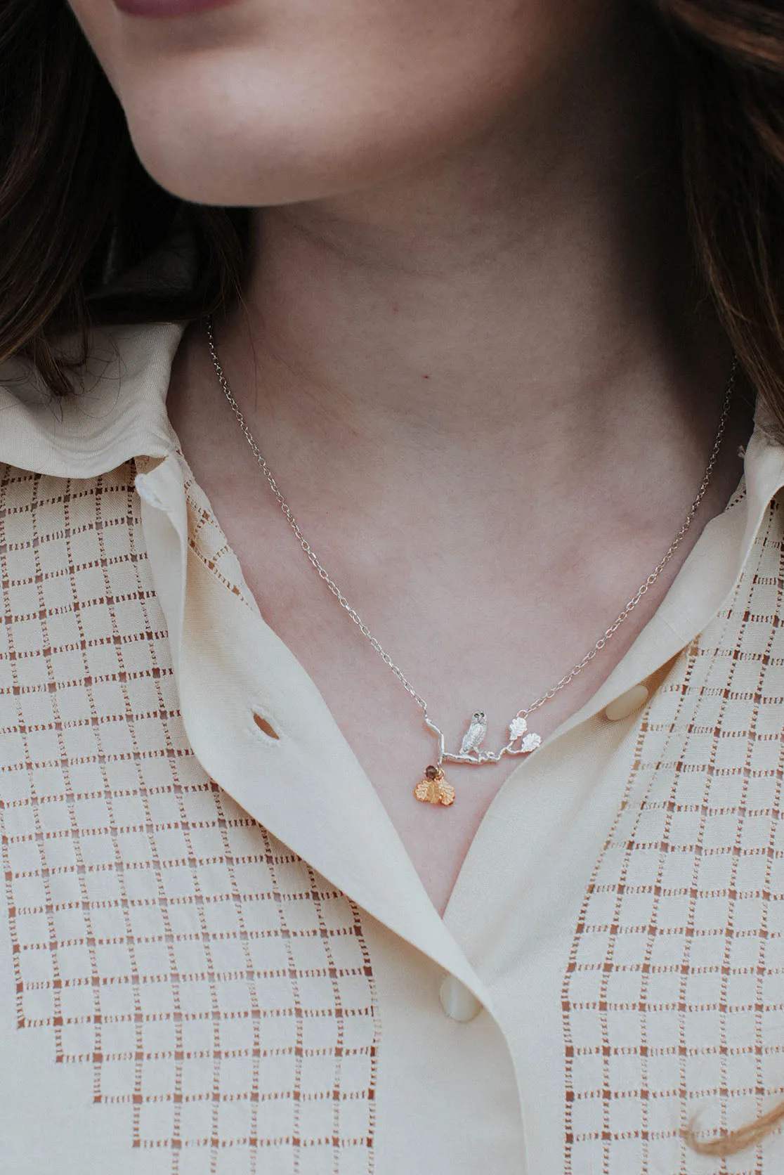 Owl On Branch Necklace