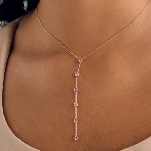 Pink Sapphire Lariat Necklace