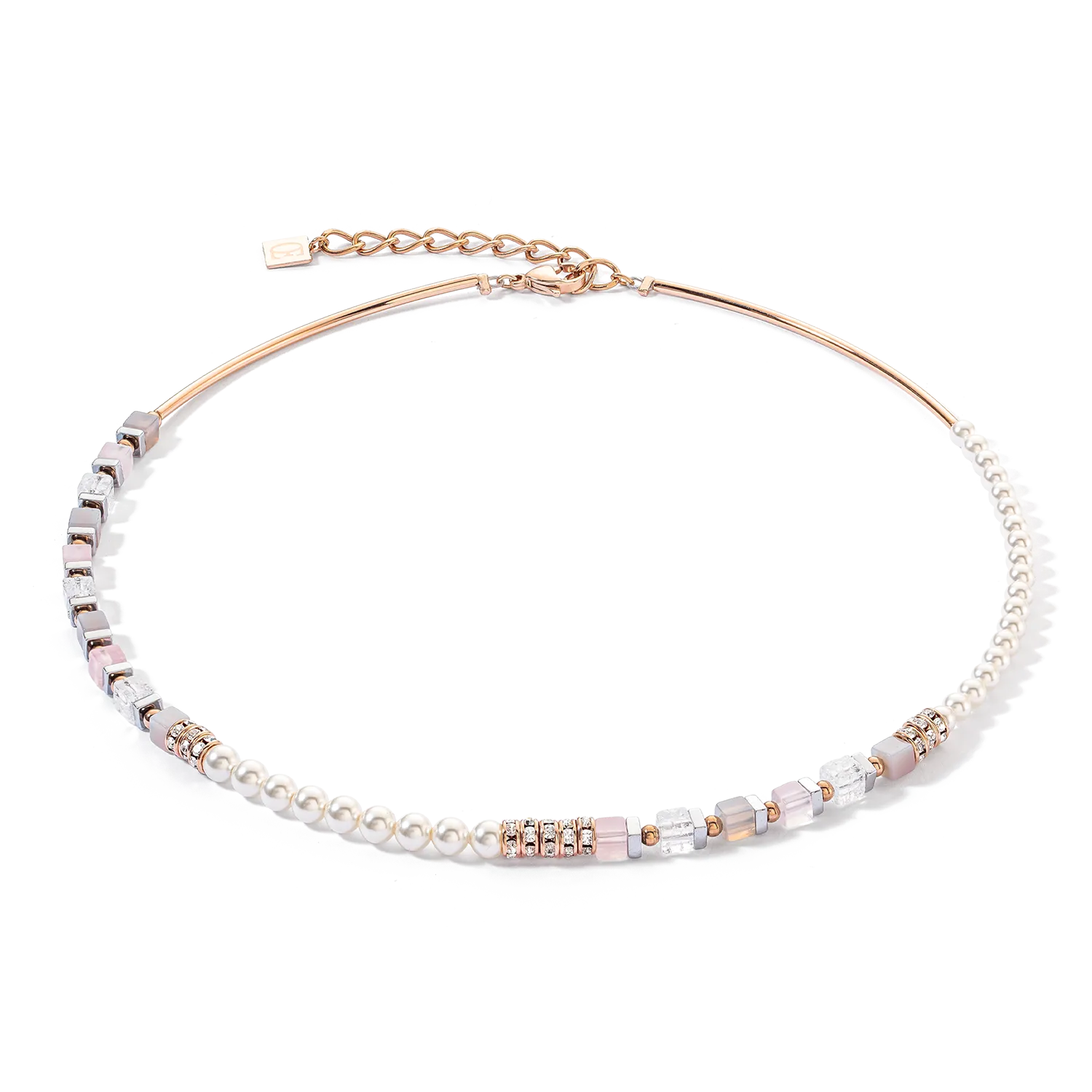 Precious Fusion Offset necklace rose gold-ice pink