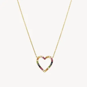 Rainbow Sapphire Heart Necklace