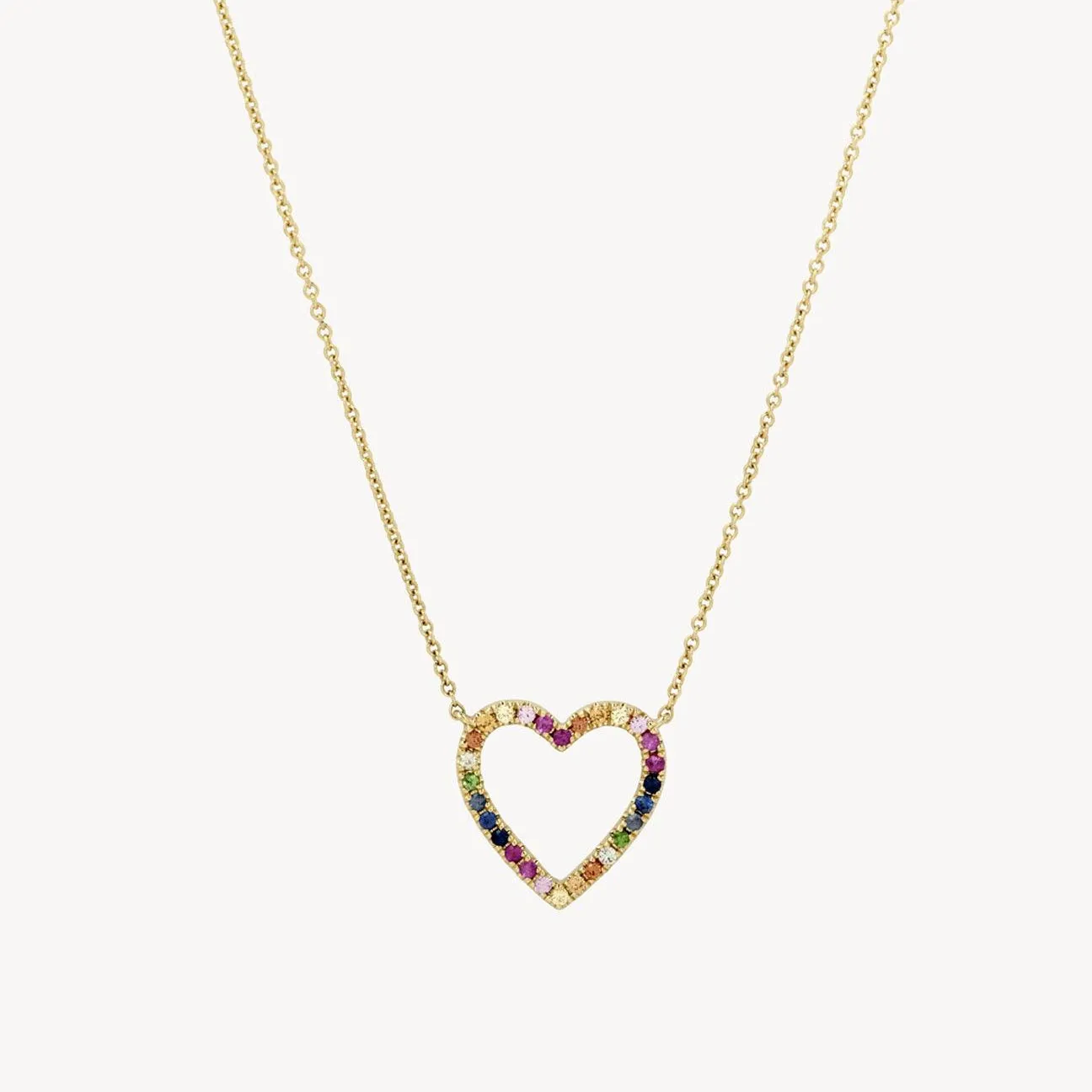Rainbow Sapphire Heart Necklace