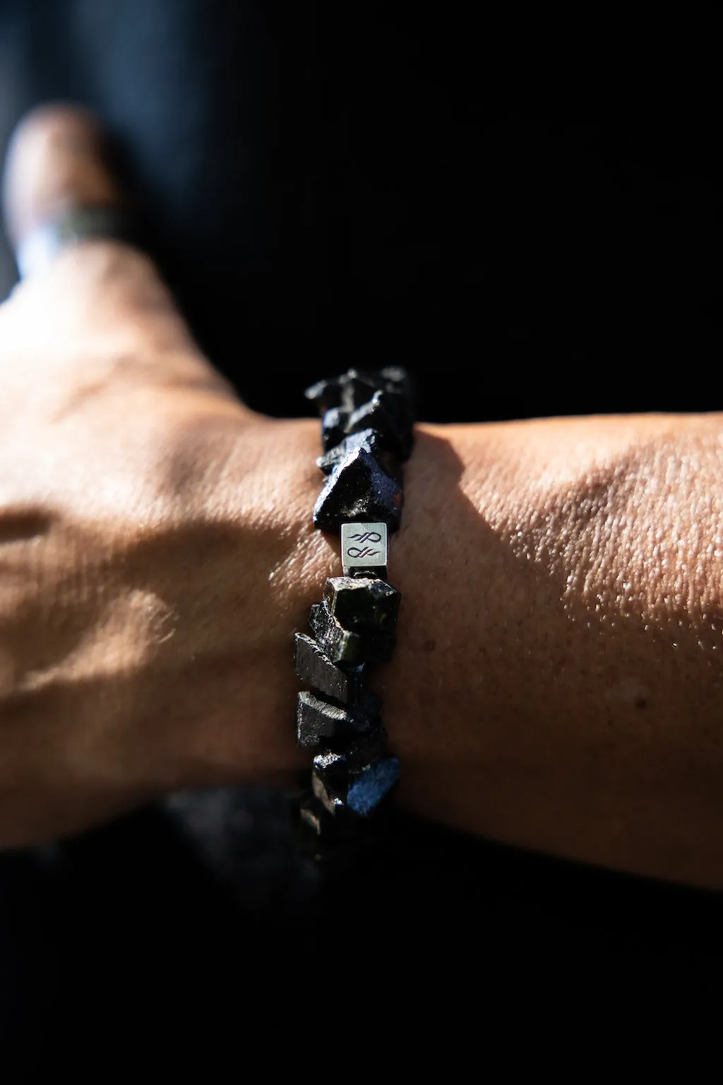 Raw Black Tourmaline Natural Gemstone Centerpiece Bracelet
