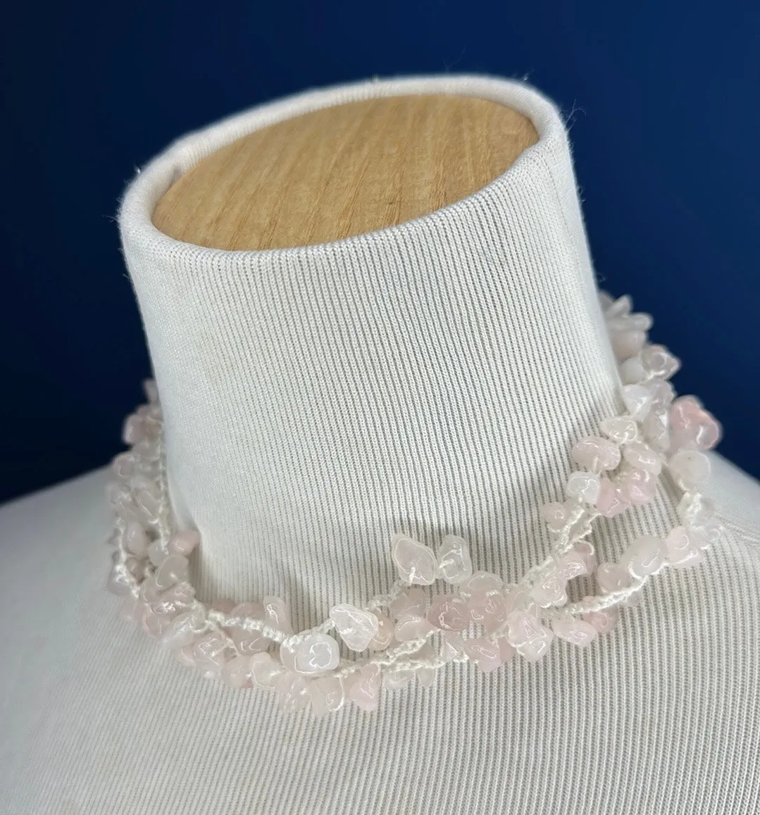 Rose quartz chip necklace