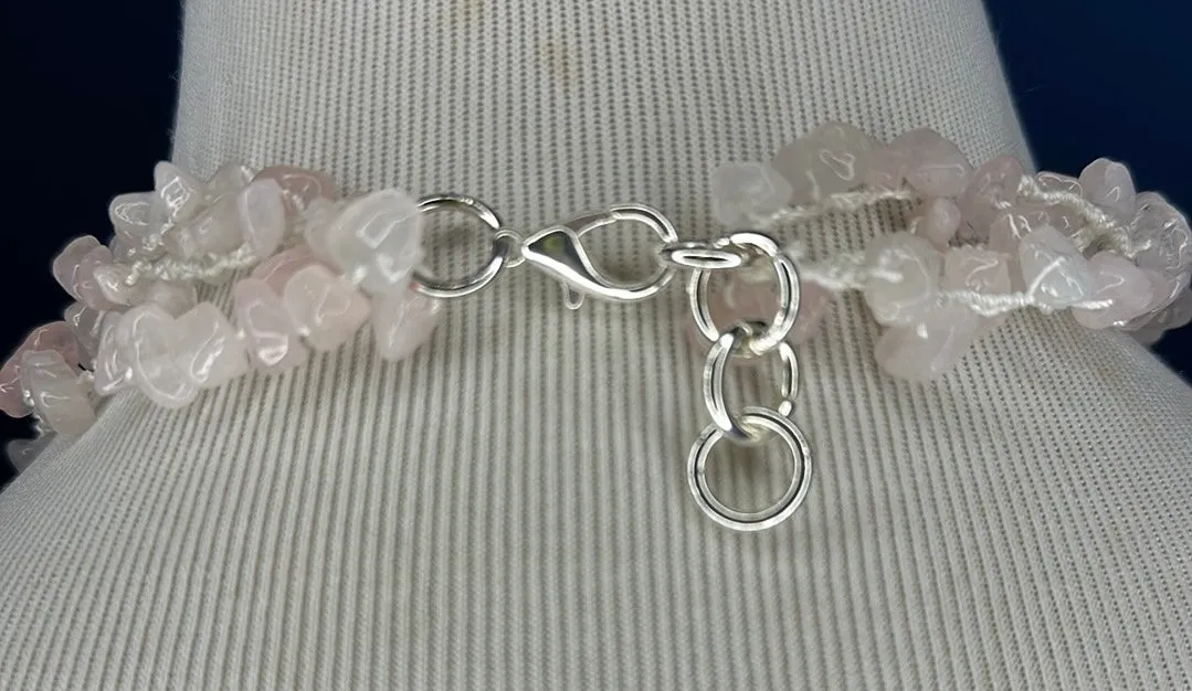 Rose quartz chip necklace