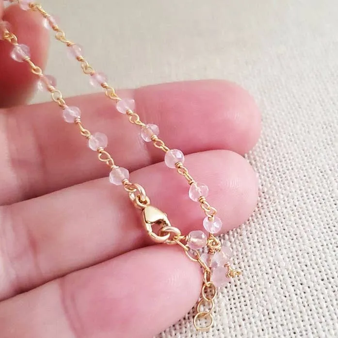 Rose Quartz Gold Bracelet