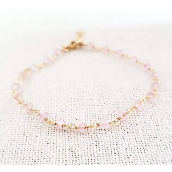 Rose Quartz Gold Bracelet