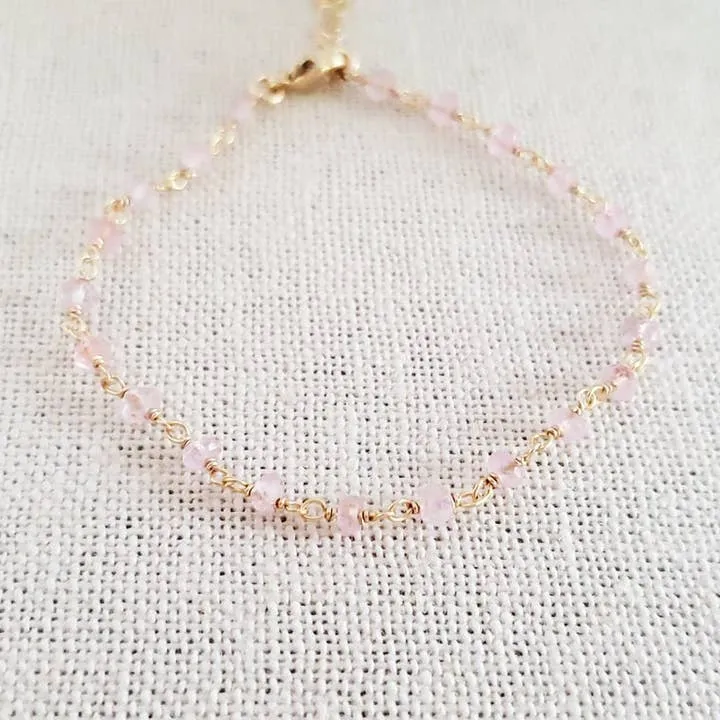 Rose Quartz Gold Bracelet
