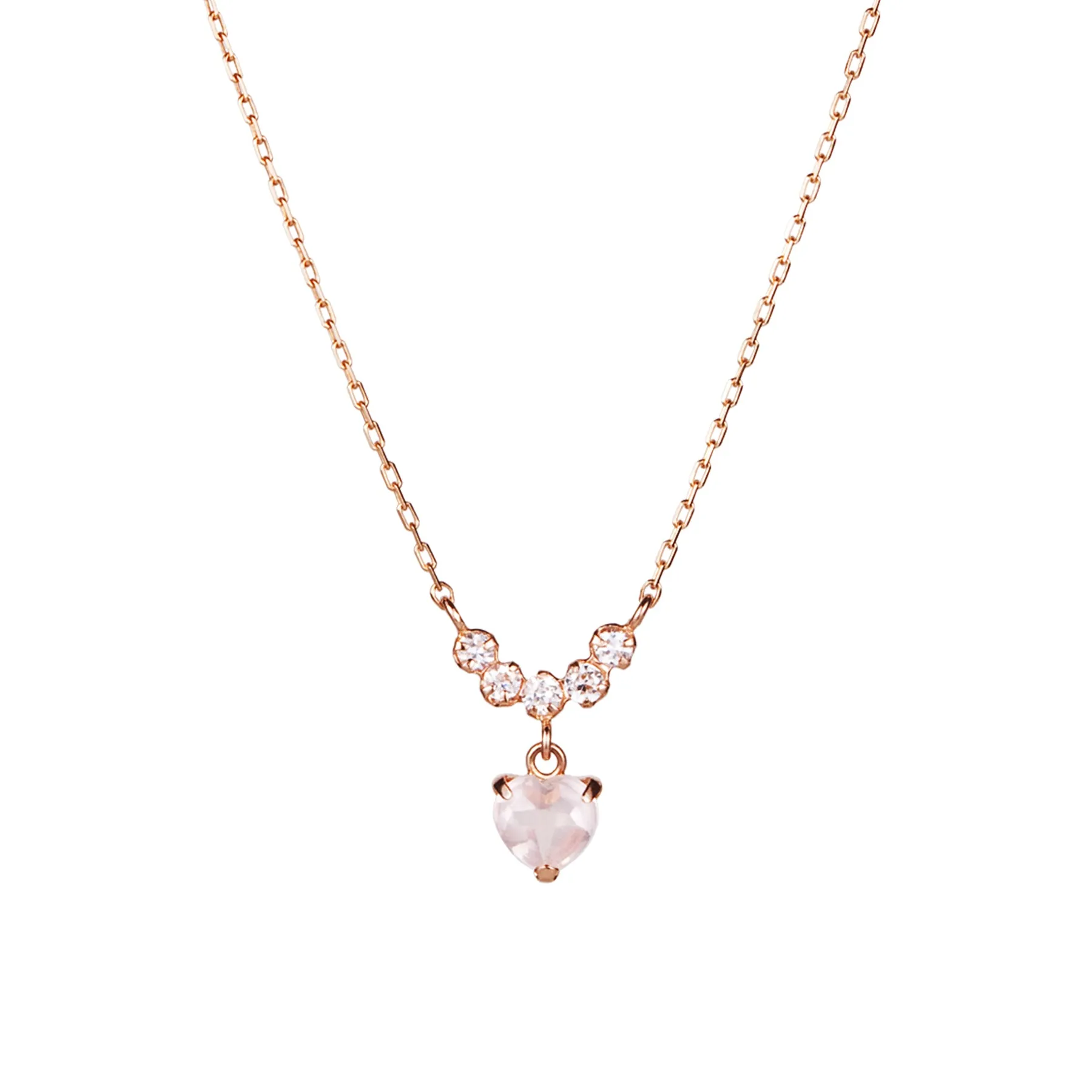Rose Quartz Heart Necklace (10K Rose Gold)