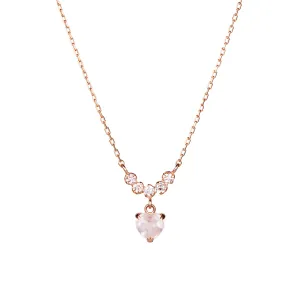 Rose Quartz Heart Necklace (10K Rose Gold)