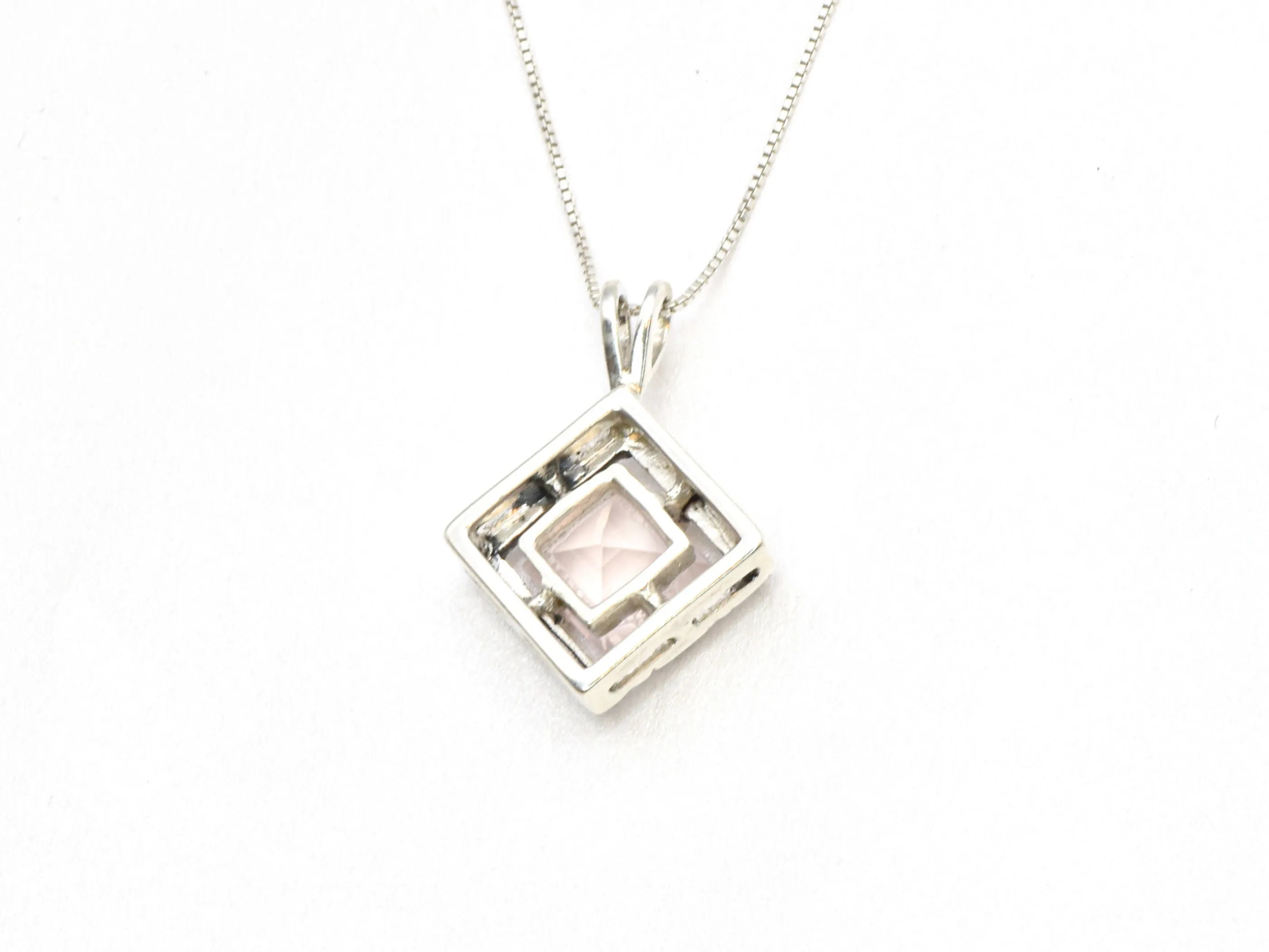 Rose Quartz Necklace - Pink Boho Pendant - Silver Quartz Pendant
