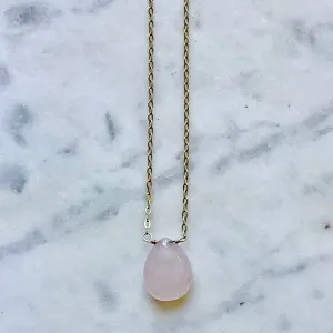 Rose Quartz Teardrop Necklace