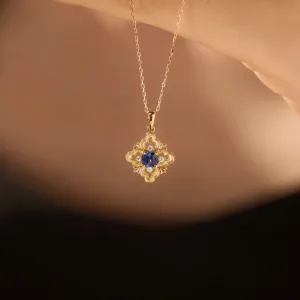 Sapphire Fleur Necklace (Solid Silver)