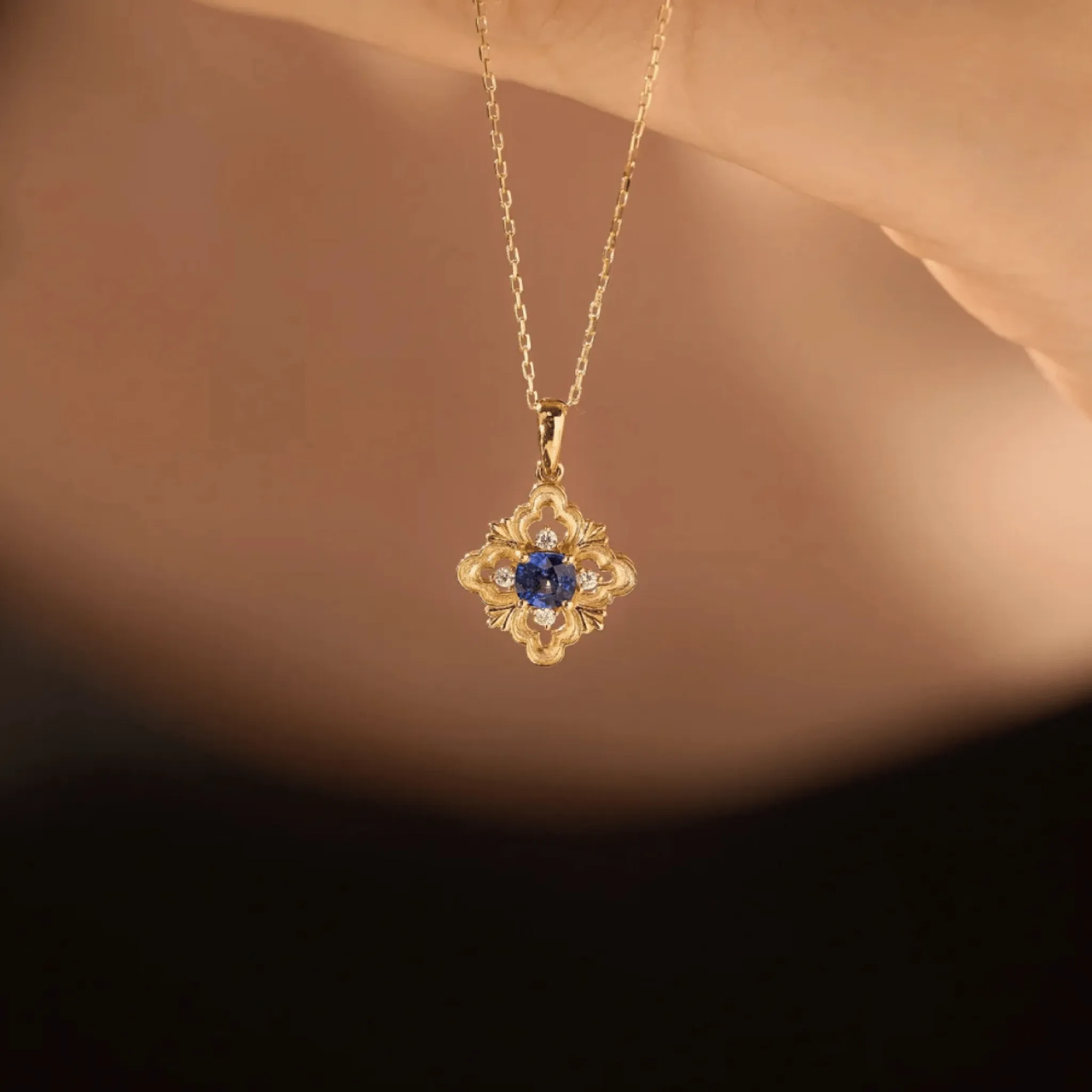 Sapphire Fleur Necklace (Solid Silver)