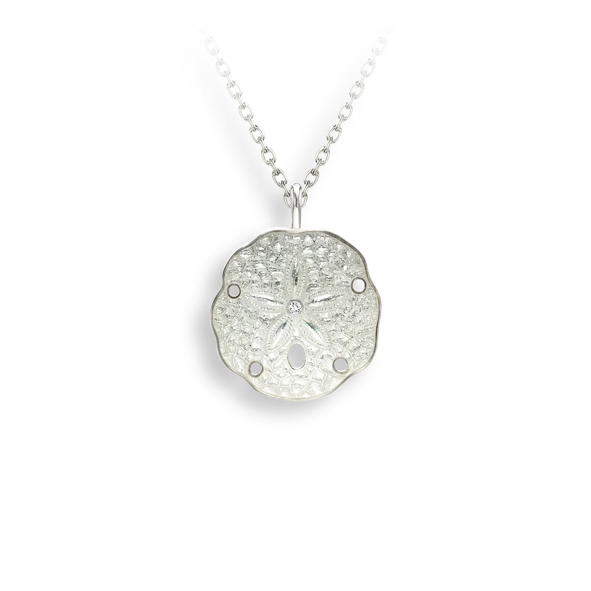 Small White Enamel Sand Dollar Necklace