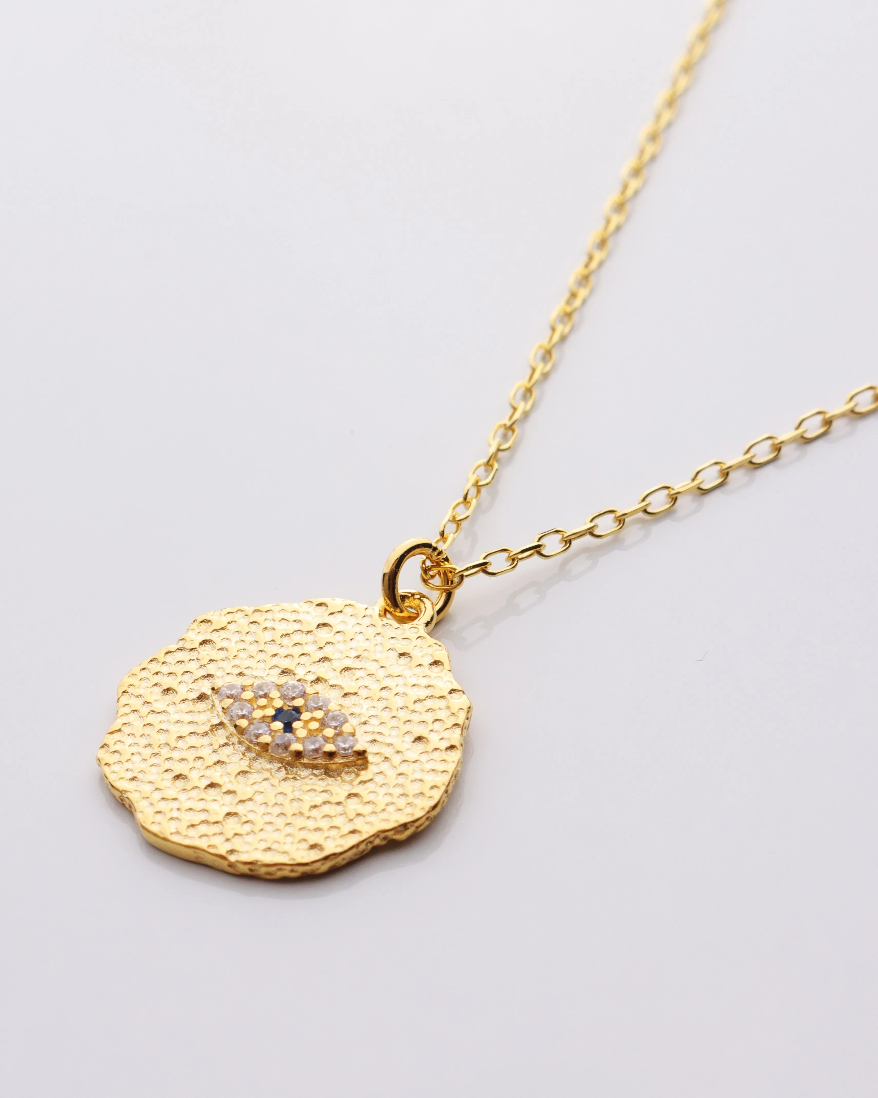 Textured Disc Evil Eye Necklace