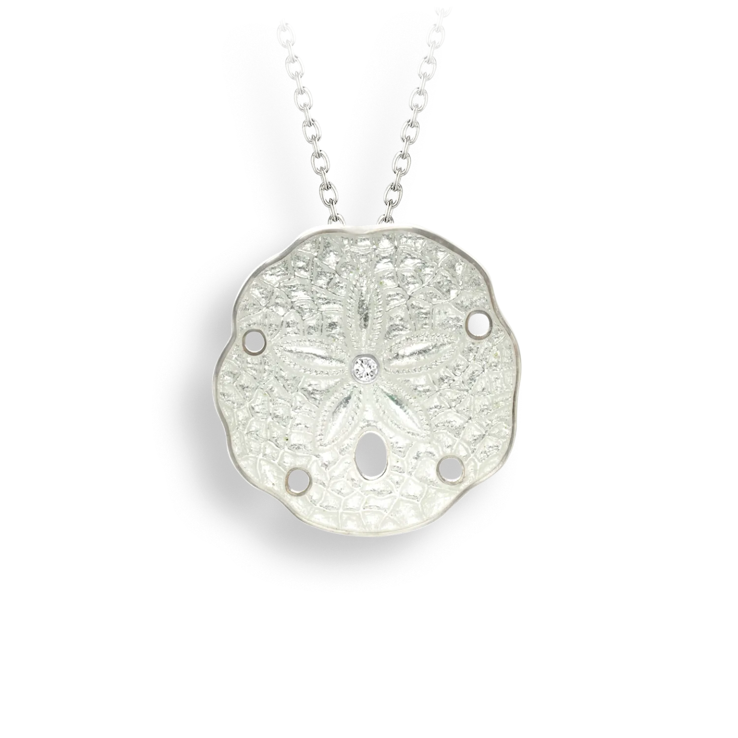 White Enamel Sand Dollar Adjustable Necklace
