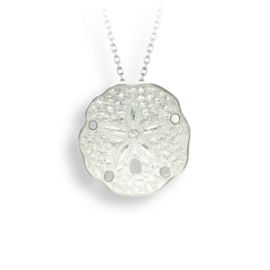 White Enamel Sand Dollar Adjustable Necklace