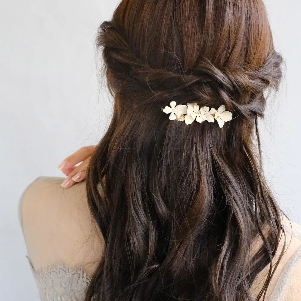 White Flower Non Slip Hair Barrette