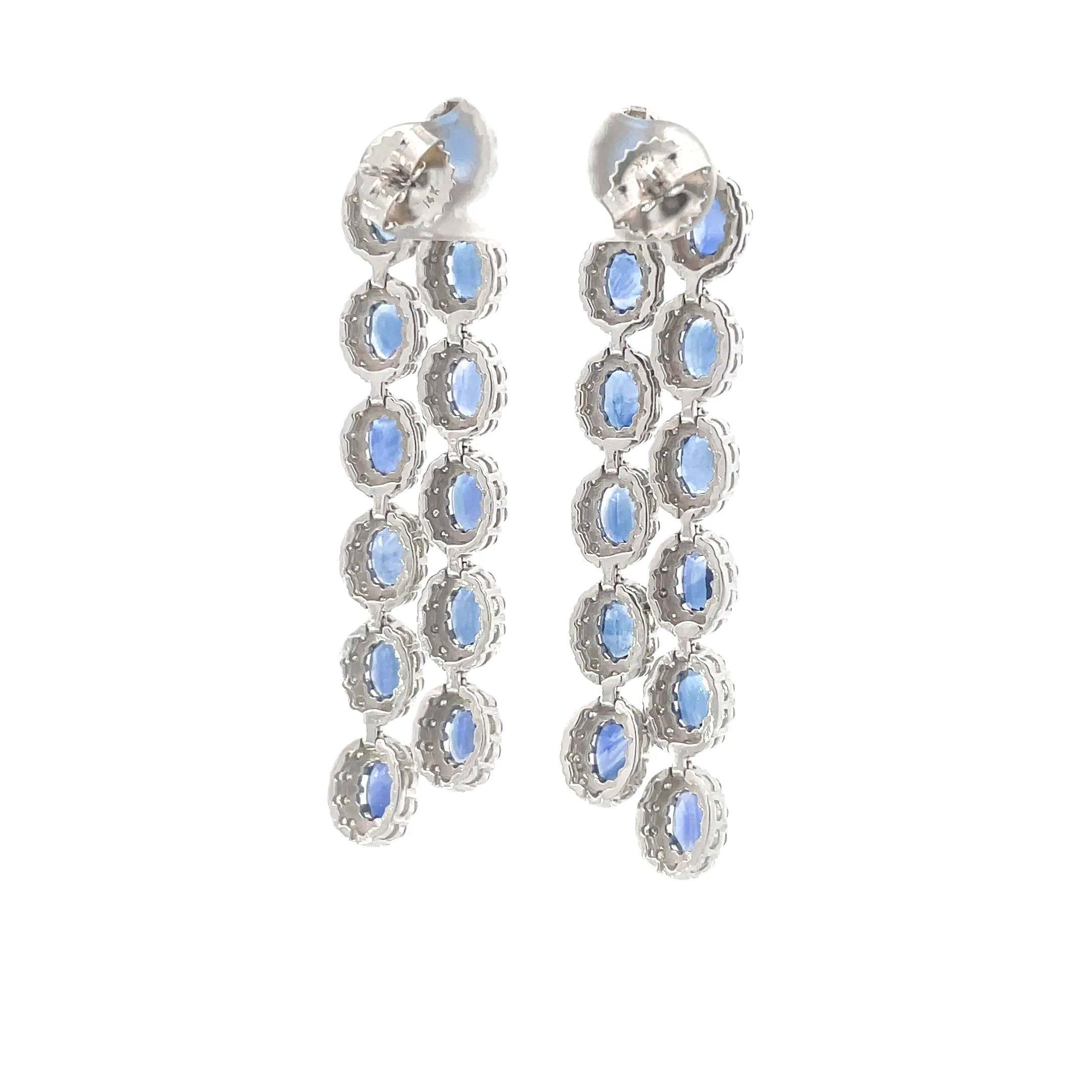 White Gold Diamond Sapphire Drop Earrings