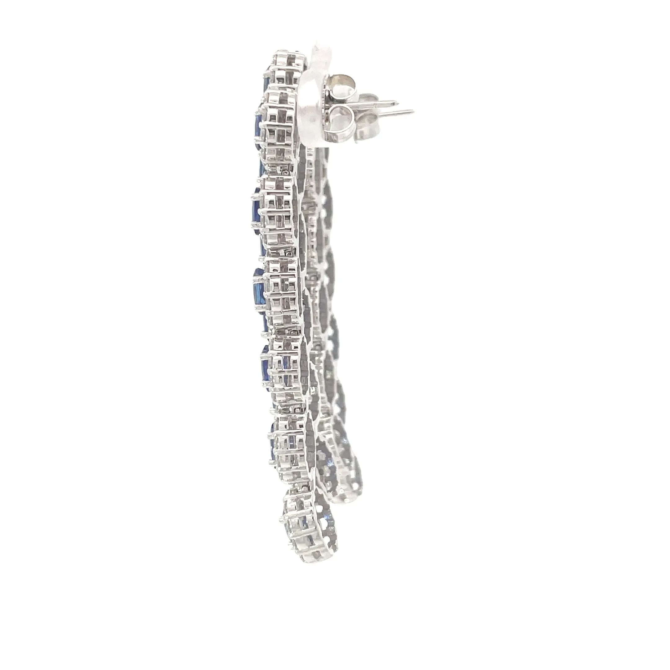 White Gold Diamond Sapphire Drop Earrings