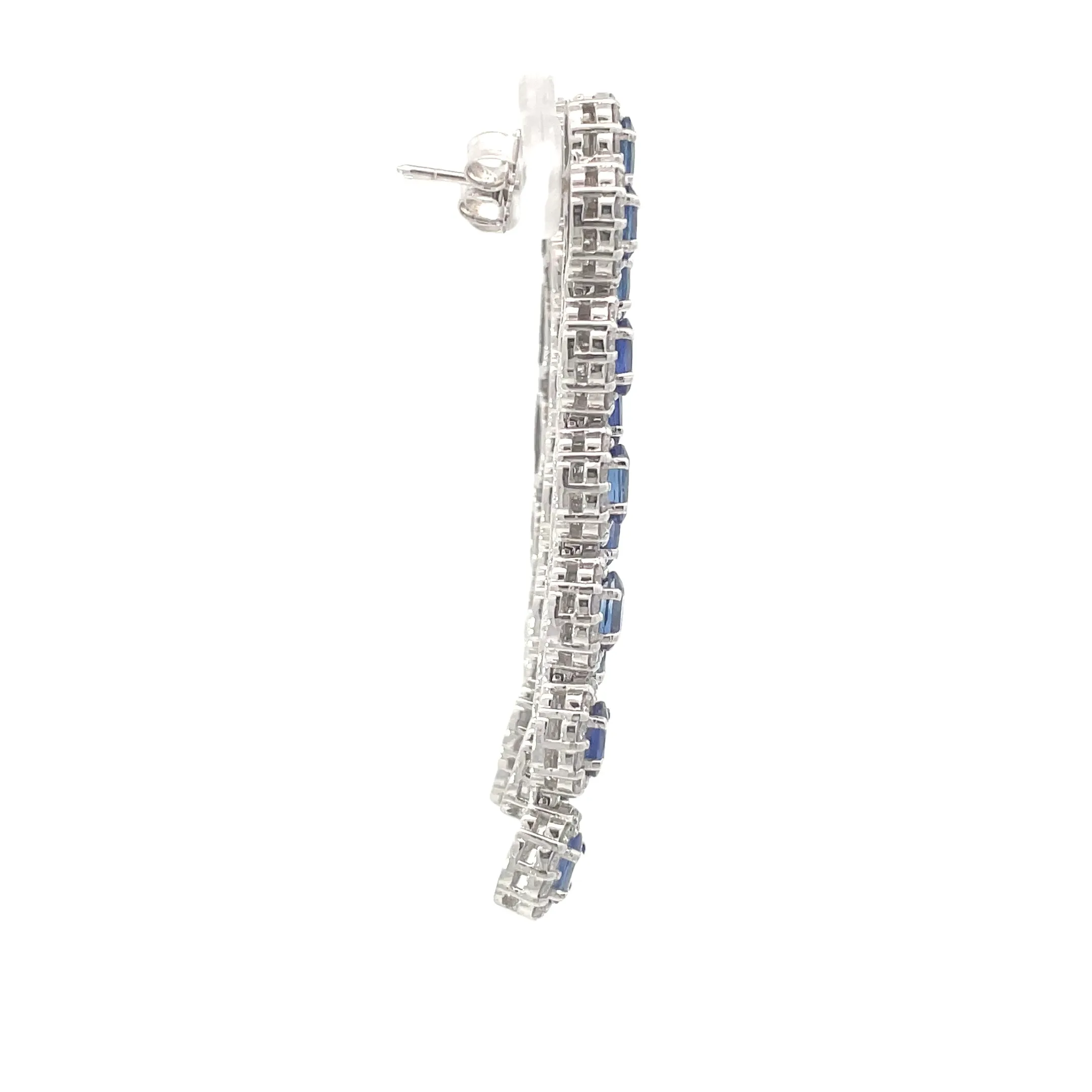 White Gold Diamond Sapphire Drop Earrings