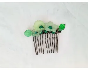 Wire Wrapped Lucite Flower Comb in Green, Bridesmaid, Wedding, Floral, Garden, Party, Boho, Bohemian, Choice of Colors and Metals